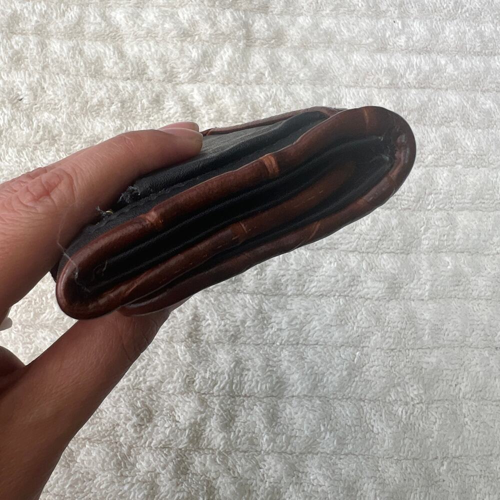 RGA Vintage Black Brown Croc Trim Trifold Wallet R5064 Brass Snap - Picture 4 of 10